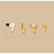 4Pcs Set Cermin Rias dan Pengering Rambut Miniatur, Hiasan Rumah Anak Patung Skala 1:12, Aksesori Bi