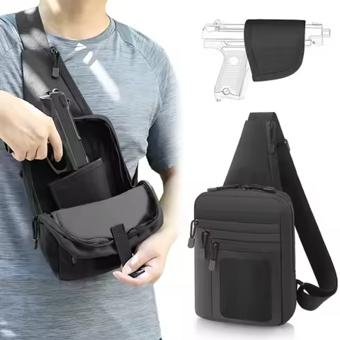 Tactical Pistol Gun Bag Concealed Carry Gun Holster Handgun Storage Chest Bag EDC Tool Bag Pistol Gu