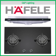 (Hood + Hob Bundle) Hafele 80cm 2 Burner Tempered Glass Cooker Hob + 90cm Semi Integrated Cooker Hood