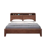 Main Wood Bed Wedding Luxury Double Bed Household Storage 1m Solid Walnut Light Bed 1.8x2 Thickened 