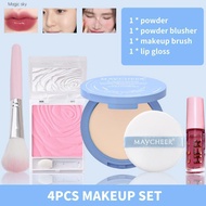 4-piece Sace Beauty Lady Maycheer Makeup Set: Powder + Blush + Makeup Brush + Lip Gloss MAGIC2