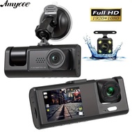 1080P 3 Lens Car Dash Cam Front Inside And Rear Dashboard Camera Recorder 2.0 Inch IPS Screen 170° Wide Angle Loop Recording