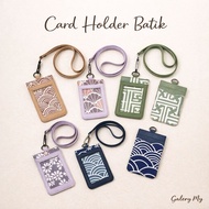 Card Holder Batik Premium With Lanyard & Zip, Id Card Leather Holder, Student Card Package Multifunc