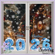 LAYOR Xmas Glass Decal, Static Cling PVC Christmas Window Stickers, Removable Santa Claus Glass Deca