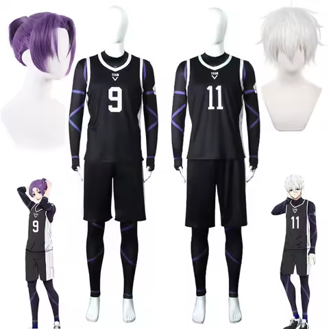 Anime Cosplay Blue Lock Nagi Seishiro Mikage Reo Cosplay Costume Wig Football Jersey Black Sportswea