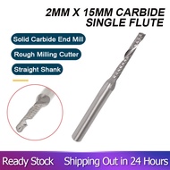 1/2/3/4/5/6/8/10/20 pcs 2mm x 15mm Carbide Single Flute Spiral End Mill CNC Router Bit
