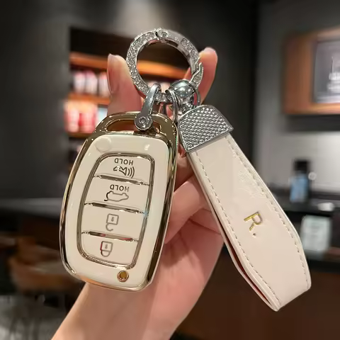 R leather Car Key case for Hyundai Avante 2018 I40 2012 Sonata 2015 Tucson Santa Fe Rena Elantra Aze