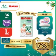 HUGGIES AirSoft Pants Diapers L36 (1 pack) Breathable and soft diapers for baby