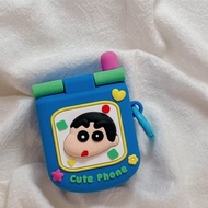 Blue Retro Phone Crayon Shin-chan For Airpods Pro3 Case Airpods Pro2 3D Shockproof Mirror Flip Earph