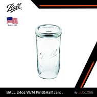 JJGLASS - BALL 24oz W/M Pint&amp;Half Jars - Ball Mason Jar โหลแก้วถนอมอาหารบอลล์ ปากกว้าง 24 ออนซ์