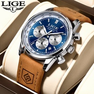 LIGE Watch Men Waterproof Chronograph Luminous Sport Quartz Wristwatch