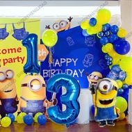 75 Pieces Minion Themed Birthday Party Decoration Set Yellow, Blue, Blue Metal Latex Balloons No. 1-