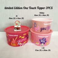 Tupperware Limited Edition One Touch Topper / Girl Power Canister Full Set / Contents 3 PCS - 950ml / 1.3L / 2L
