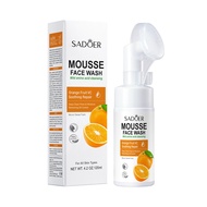 SADOER Orange VC Face Wash Mousse | Gentle Amino Cleanser with Brush for Pore Cleansing, Oil Control