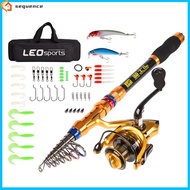 SQE IN stock! 1.8m-3.6m Telescopic Fishing Rod Set With Hooks Fishing Lures Carbon Fiber Fishing Tackle For Freshwater
