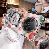 3pcs( Art flower phone Case+Lanyard+Bear Stand) Suitable For Redmi A3 With Shockproof Comfortable fe