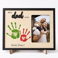 Best Dad Ever Handprint Picture Frame For Dads - Father's Day Gift From Daughter, Son - Fathers Day 