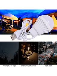 USB插頭LED燈泡3W/5W/7W行動電源攜帶式節能夜燈，適用於停電緊急情況、攤位和露營燈