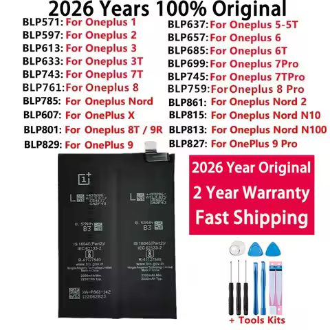 Original Battery For Oneplus one 1+ For OnePlus 1 2 3 1+3 One Plus Nord 2 N10 X 3 3T 5 5T 6 6T 7 7T 