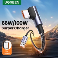 UGREEN 100W 6A  SuperCharge Type C Cord Fast Charging for Huawei P40/Huawei y7a/P30/P30 Pro/ P20/ P20 Pro/ P10/P10 Pro/Mate 10/Mate 20 Pro /V10 USB Type-C Cable Nylon Braided