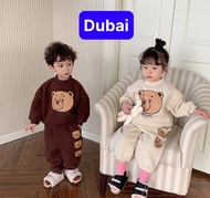 BỘ QUẦN ÁO THU ĐÔNG BÉ TRAI BÉ GÁI CHO BÉ IN HÌNH GẤU NÂU TO HEYVBEE QUẦN ÁO DÀI TAY CAO CẤP - DUBAI