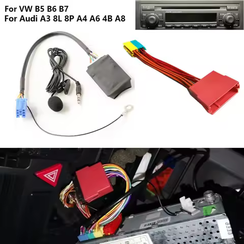 Bluetooth 5.0 AUX Handsfree Adapter A2DP Music Audio Cable For Audi A3 8P 8L A4 A6 4B A8 4D VW B5 B6