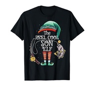 The Reel Cool Son Elf Matching Family Fishing Christmas Son T-Shirt