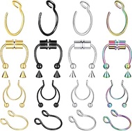 1-16Pcs 16G 18G 20G 22G Nose Rings Hoops Nose Piercings Fake Nose Ring Fake Septum Nose Ring Fake Li