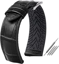 For Rolex For Ctizen For Tissot Leather Watchband Waterproof Rubber Silicone Watch Band Men 19mm20mm