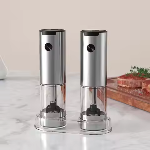 Electric Automatic Mill Pepper And Salt Grinder With LED Light Adjustable Coarseness Grinder Kitchen