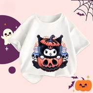 【220G 100%Cotton T-shirt】NELLY Baju Halloween Kuromi Pumpkin T-Shirt Kids Trick or Treat Fashion Eve