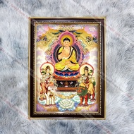 Hoa Nghiem Tam Thanh wall painting 36x48cm glossy fabric, genuine composite frame