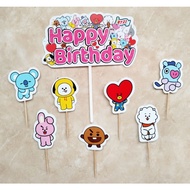 Topper toper decoration skewer cake rice cake tumpeng happy birthday birthday character bt21 bt 21
