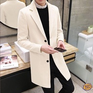 【High Quality】❀ Jaket Lelaki Quality Cotton Autumn and winter mid-length woolen coats men's Korean v