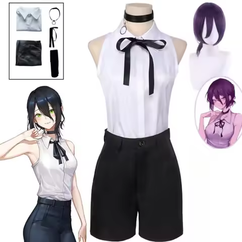 Kostum Cosplay Anime Chainsaw Man Reze Cosplay Uniform Set Necklace Wig Halloween Carnival Party Dre