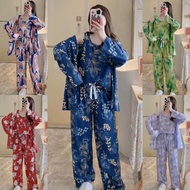 GS - Kimono Set 3in1 Women's Floral Pajamas | 2-in-1 kimono suit for adult women