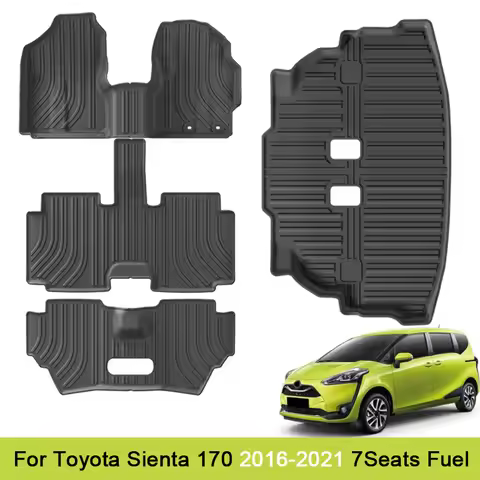 Floor Mats for Toyota Sienta 170 Fuel 2016-2021 RHD Car Mats TPE Trunk Mats Waterproof Foot Mat Carg