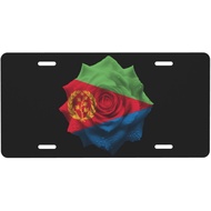 Flowers Eritrea Eritrean Flag License Plate for Men Women Personalized Decorative Car Front Back Cov