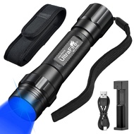 ULTRAFIRE Blue Light Flashlight, 450-460nm Single Mode LED Blue Flashlight, Portable Small Blue Ligh
