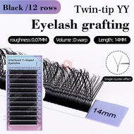 SUNYWILL 12 Rows YY Shape Grafting Eyelashes 0.07 Thick Y Style Eyelashes Extension Faux Mink Eyelas
