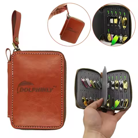Portable Fly Fishing Sequin Bait Lure Fishhook Storage Bag Dryer Flie Felt Cowhide Wallet Fishermen 