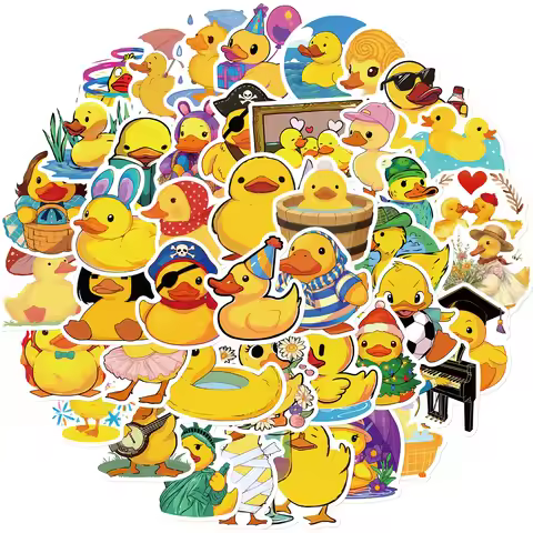 50Pcs Yellow Duck Stickers Cute Duck Stickers Gifts for Water Bottles, Duck Vinyls Stickers Decal Wa