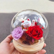 【蕎翎工作室】招財貓玻璃花盅 開幕花禮 招財花禮 招財貓