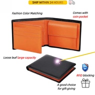 Men's short double folding RFID anti-fraud anti-theft anti-magnetic multi-card slot splicing ribbon 