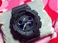 ☆JIN_1983☆ 全新 CASIO G-SHOCK 全黑款 GA-100-1A1DR 多層次面盤 防磁雙顯示