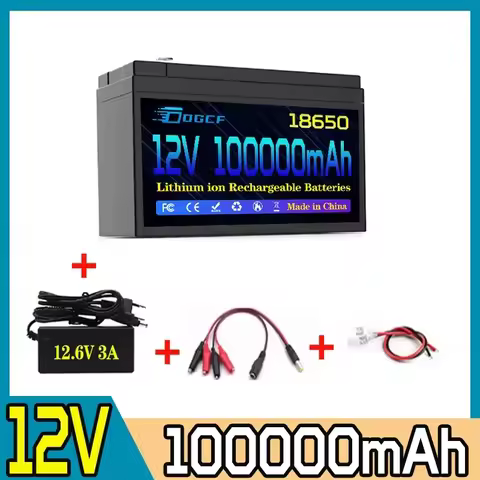 12V 100Ah Li-Ion 18650 Battery Electric Vehicle Lithium Battery Pack 9V-12V 60Ah 80Ah Built-in BMS 3