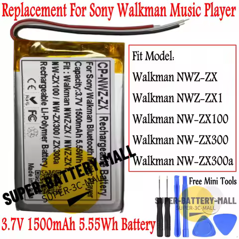 1500mAh Battery For Sony Walkman NW-ZX ZX1 ZX100 ZX300 ZX300a Music Player