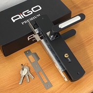 HANDLE PINTU RUMAH 1 SET HITAM DOFF MINIMALIS 25CM / 1 SET KUNCI PINTU RUMAH KOTAK LENGKUNG