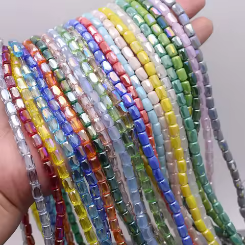 4x6mm 6X8mm Red Color Barrel Shape Crystal Glass Beads Tube Faceted Loose Spacer Beads for Jewelry M