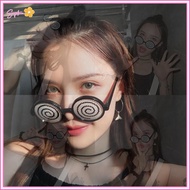 UVIGM> New Cosplay Glasses Vertigo Pattern Funny Decorative Glasses Anime Dizzy Eyeglasses Birthday 